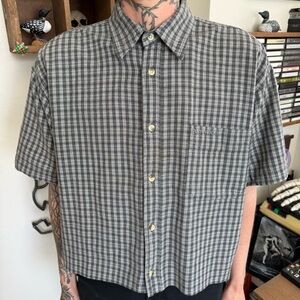 Vintage 90s 2000s Big Dogs Cropped Plaid S/S Button Down Shirt ~ Size Medium